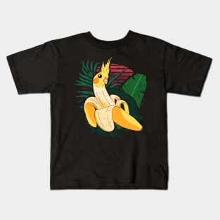 vaporwave forest banana cockatiel Kids T-Shirt